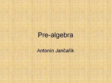 Pre-algebra