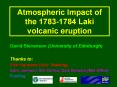 Atmospheric Impact of the 1783-1784 Laki volcanic eruption PowerPoint PPT Presentation