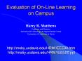 Evaluation of On-Line Learning on Campus   http://moby.ucdavis.edu/HRM/IEEE00.htm http://moby.ucdavis.edu/HRM/IEEE00.ppt PowerPoint PPT Presentation
