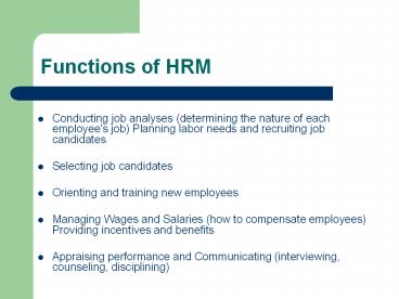 Functions of HRM
