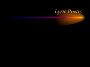 Lyric Poetry
