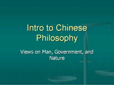 Intro to Chinese Philosophy