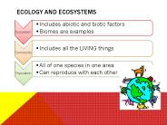 ECOLOGY AND ECOSYSTEMS