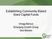 Establishing Community-Based Seed Capital Funds