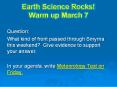 Earth Science Rocks! Warm up March 7 PowerPoint PPT Presentation