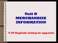 Unit D MERCHANDISE INFORMATION PowerPoint PPT Presentation