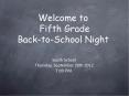 Welcome to Fifth Grade Back-to-School Night PowerPoint PPT Presentation