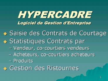 HYPERCADRE Logiciel de Gestion d