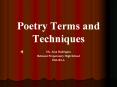 Poetry Terms and Techniques PowerPoint PPT Presentation