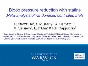 Blood pressure reduction with statins