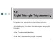 7.2 Right Triangle Trigonometry PowerPoint PPT Presentation