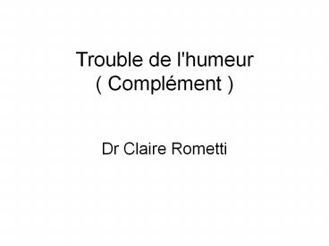 Symptomatologie thymique