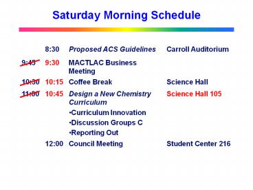 Saturday Morning Schedule