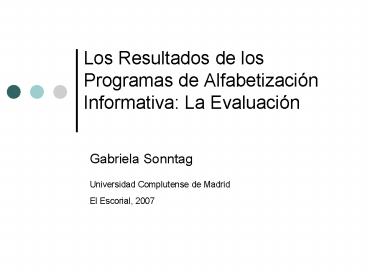 Los Resultados de los Programas de Alfabetizaci