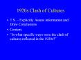 1920s Clash of Cultures PowerPoint PPT Presentation