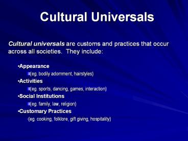 Cultural Universals
