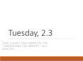 Tuesday, 2.3 PowerPoint PPT Presentation
