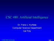 CSC 480: Artificial Intelligence