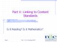 Part V: Linking to Content Standards PowerPoint PPT Presentation