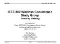 IEEE 802 Wireless Coexistence Study Group Tuesday Meeting PowerPoint PPT Presentation