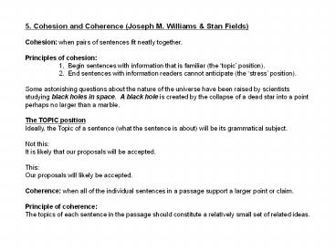 5. Cohesion and Coherence (Joseph M. Williams
