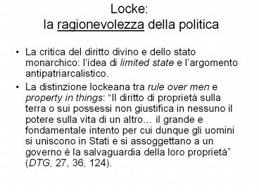 Locke: la ragionevolezza della politica