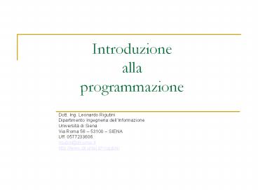 Introduzione alla programmazione