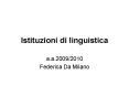 Istituzioni di linguistica PowerPoint PPT Presentation
