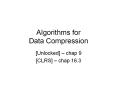 Algorithms for Data Compression PowerPoint PPT Presentation