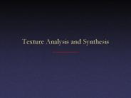 Texture Analysis and Synthesis