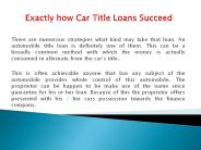 Exactly how Car Title Loans Succeed