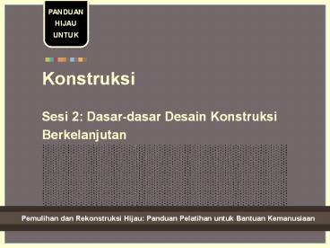 Sustainable Construction