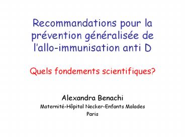 Recommandations pour la pr