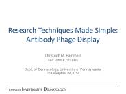 Research Techniques Made Simple: Antibody Phage Display