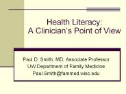 Health Literacy: A Clinician