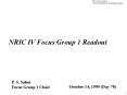 NRIC IV Focus Group 1 Readout PowerPoint PPT Presentation