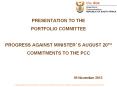 PRESENTATION TO THE PORTFOLIO COMMITTEE  PROGRESS AGAINST MINISTER PowerPoint PPT Presentation