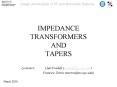 IMPEDANCE TRANSFORMERS AND TAPERS PowerPoint PPT Presentation