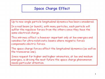 Space Charge Effect
