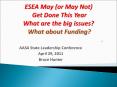 ESEA May (or May Not) Get Done This Year What are the big issues? What about Funding? PowerPoint PPT Presentation