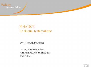 FINANCE Le risque syst