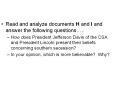 Read and analyze documents H and I and answer the following questions PowerPoint PPT Presentation