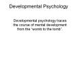Developmental Psychology PowerPoint PPT Presentation