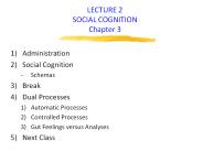 LECTURE 2 SOCIAL COGNITION Chapter 3