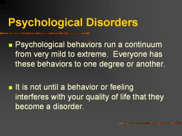 Psychological Disorders