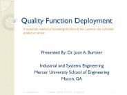 Quality Function Deployment