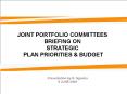 JOINT PORTFOLIO COMMITTEES BRIEFING ON STRATEGIC PLAN PRIORITIES PowerPoint PPT Presentation