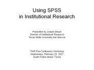Using SPSS in Institutional Research