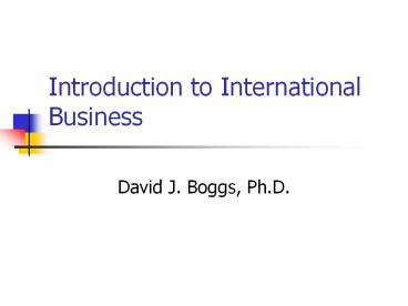 Introduction to International Business