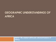 Geographic Understandings of Africa